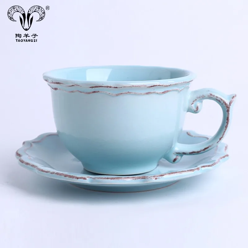 5oz Colorful Ceramic Cup And Saucer Set/ceramic Coffee Cup And Saucer