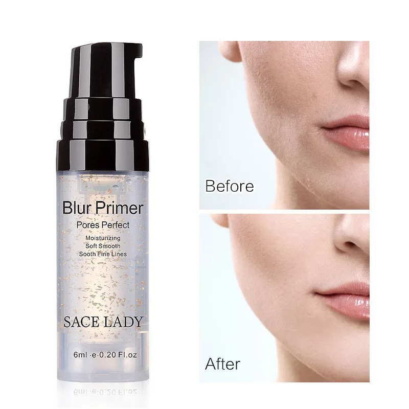 

SACE LADY gold foil primer gel 6ML pore invisible pores oil control smooth moisturizing makeup face primer hide fine lines, N/a
