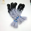 FREE SHIPPING HOT 5packs/lot 24" 100g light grey ombre braiding hair black light grey two tone synthetic braids extensions