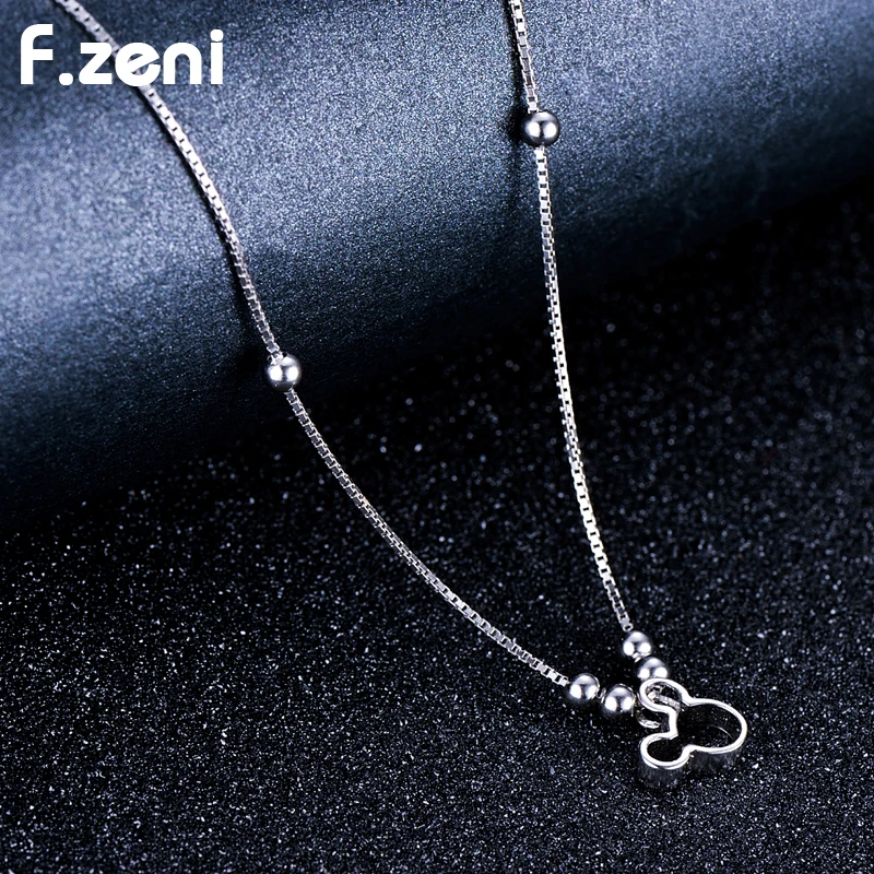 

Mickey Mouse Design Anklet Feet Chain Set 18k White Gold Plated Women Charm Jewelry 925 Sterling Silver Body Jewelry Engagement