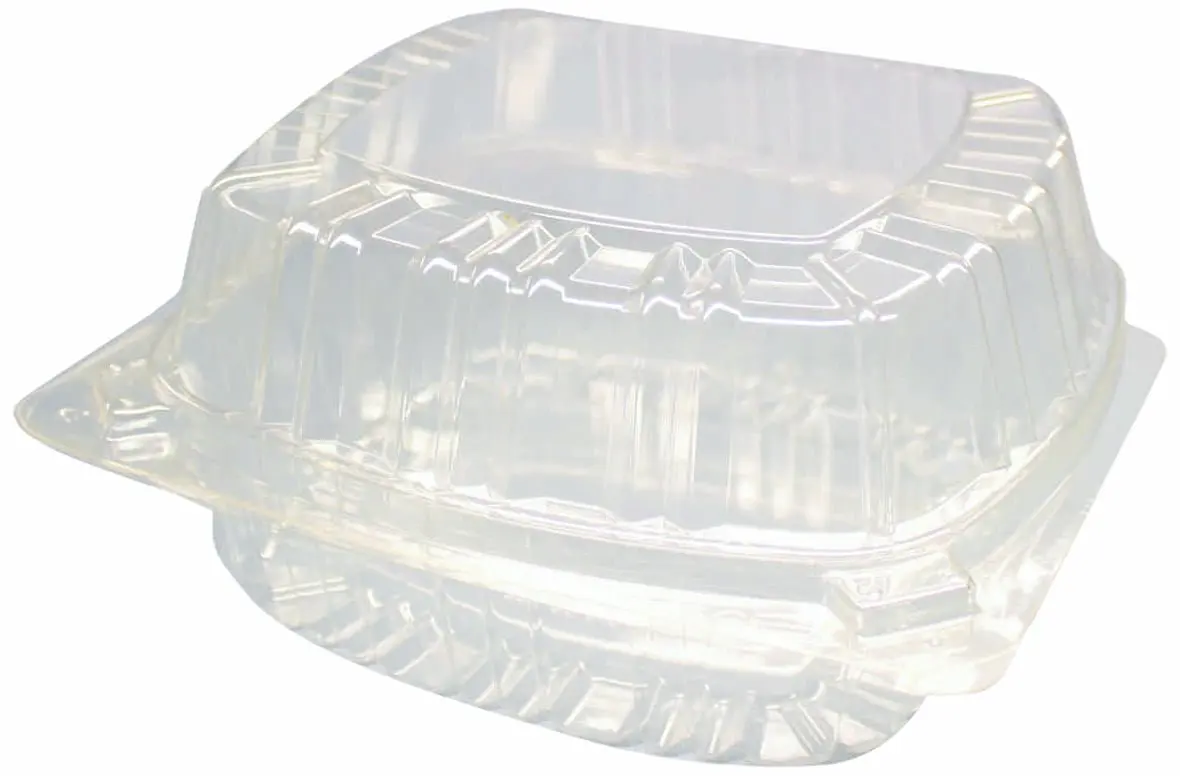 Choice-Pac L1D-1114-clr Polyethylene Terephthalate Square Cold Clamshell Container, 6" Length x 5-3/4" Width x 2-7/8" Height, Clear (Case of 300)