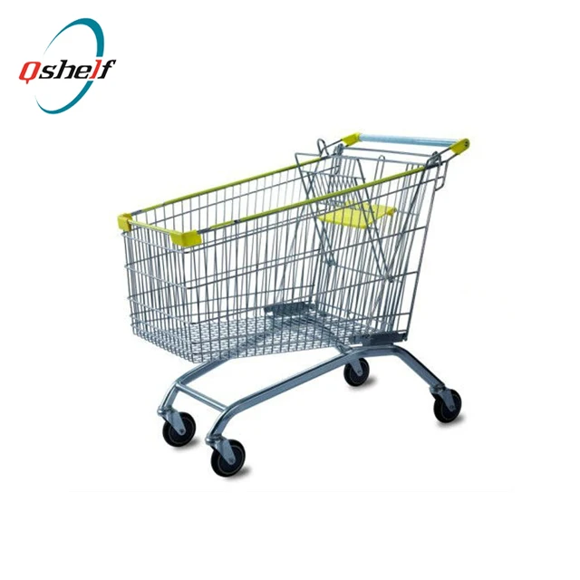 Cheap supermarket wicker grocery shopping cart trolley with child seat
