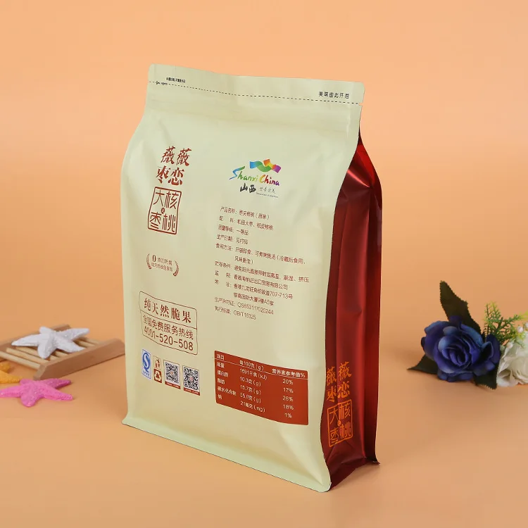 Environmental Protection Aluminum-plated Composite Food Plastic Standing Eight-sided Food Packaging Bag 5