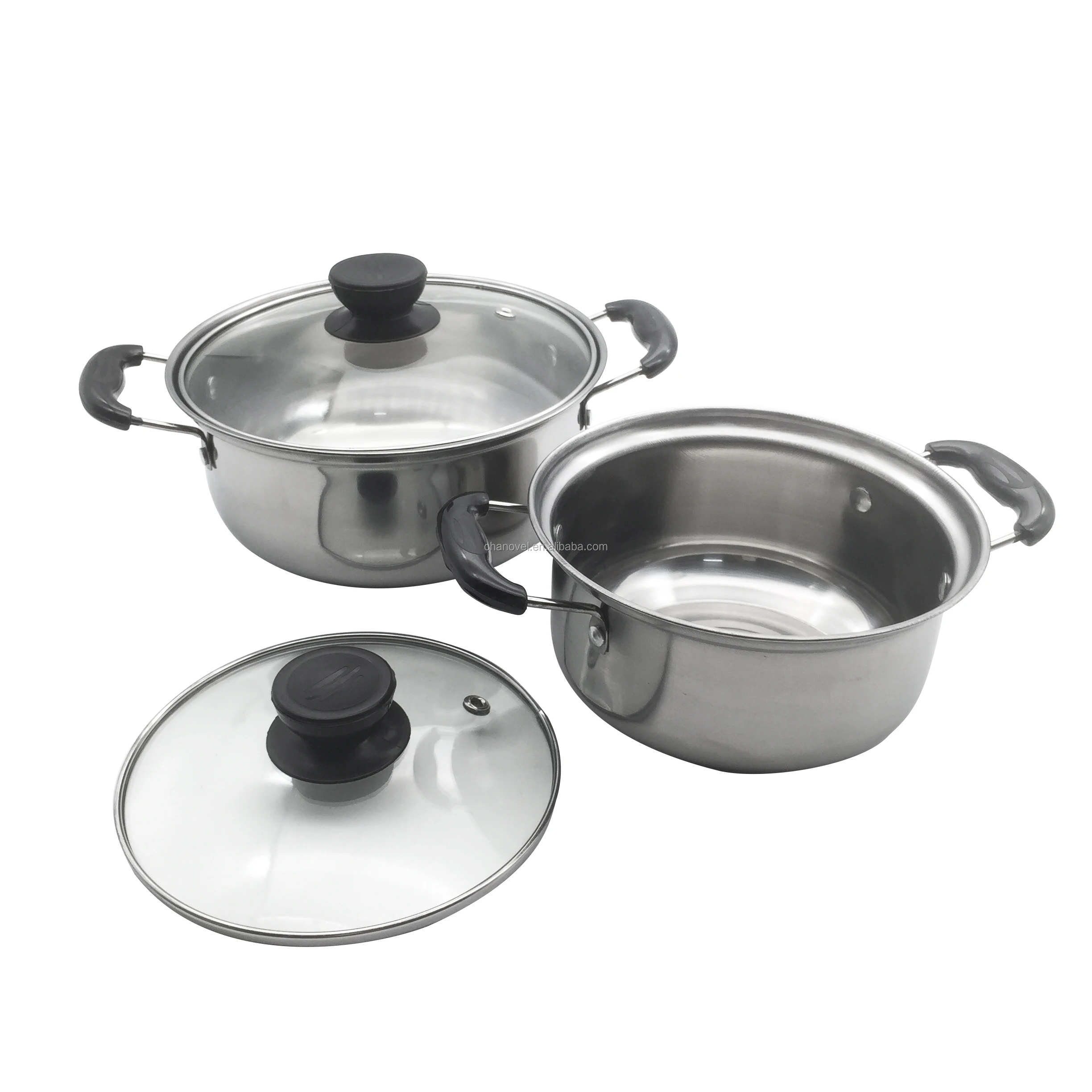 Details about   STAINLESS STEEL COOKWARE 5PC HOB STOCKPOT POT CASSEROLE SET WITH GLASS LIDS 