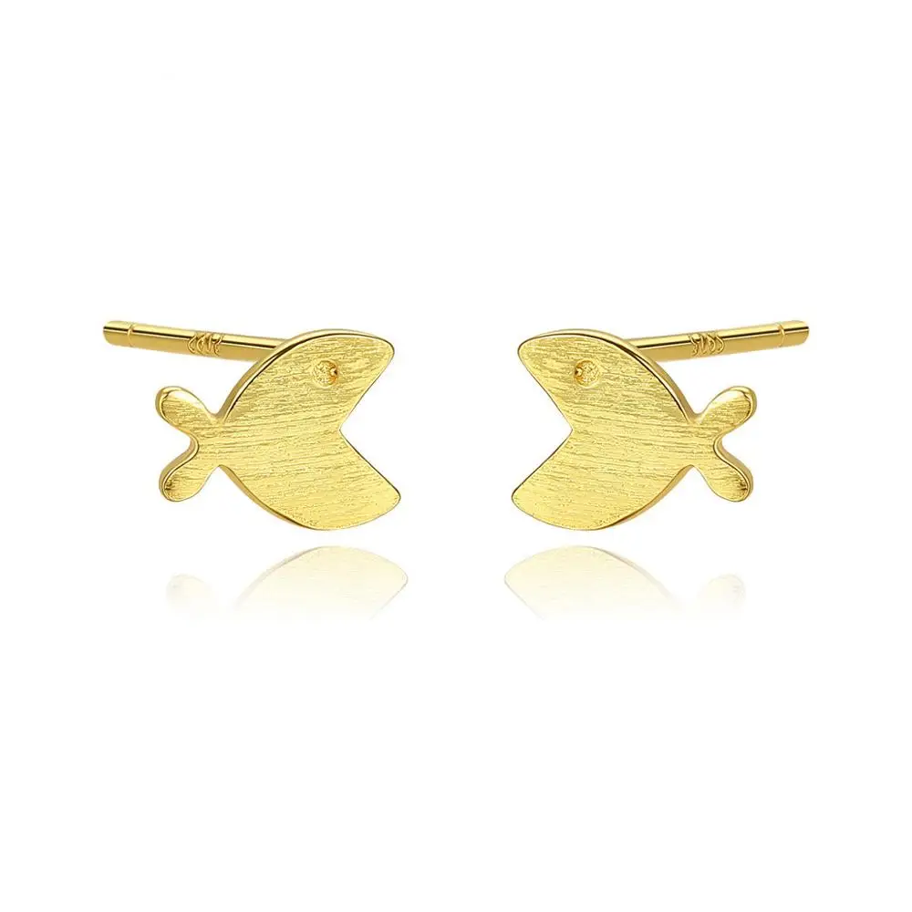 

925 Sterling Silver jewelry earrings Animal Korea Minimalist Jewelry Cute Fish Shape Stud Earrings, White / pink