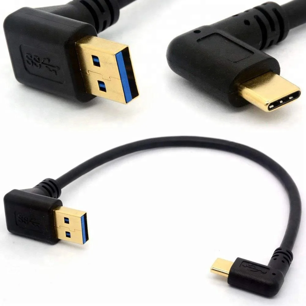 

Up angle USB 3.0 A male to 90 degree USB Type C cable, Black
