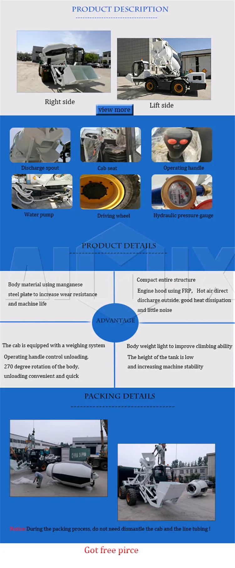 Best quality self loading mixer mobile small cement mixers for sale