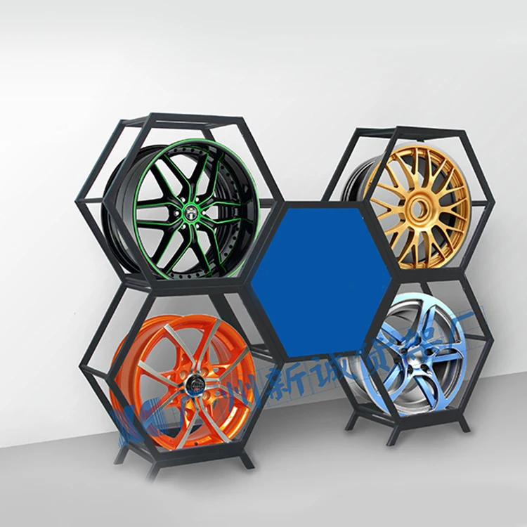 Automobile Metal Wheel Steel Bell Display Frame Hexagonal Tire Bell