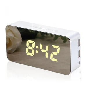 Dual USB mobile phone charging mirror LED digital alarm clock charger