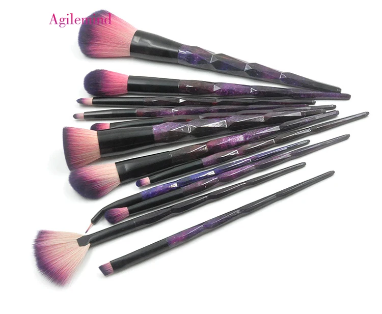 

2019 New Fashion Eyeshadow Brush set Natural Hair Private Label Brush Set 12 Pcs Unicorn Rainbow Diamond, N/a