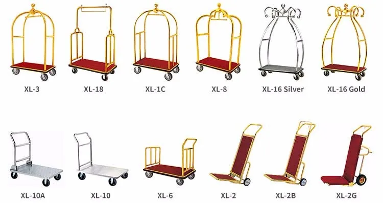 Hotel Supplies Wholesale Steel Luggage Trolley Luggage Cart for Hotel