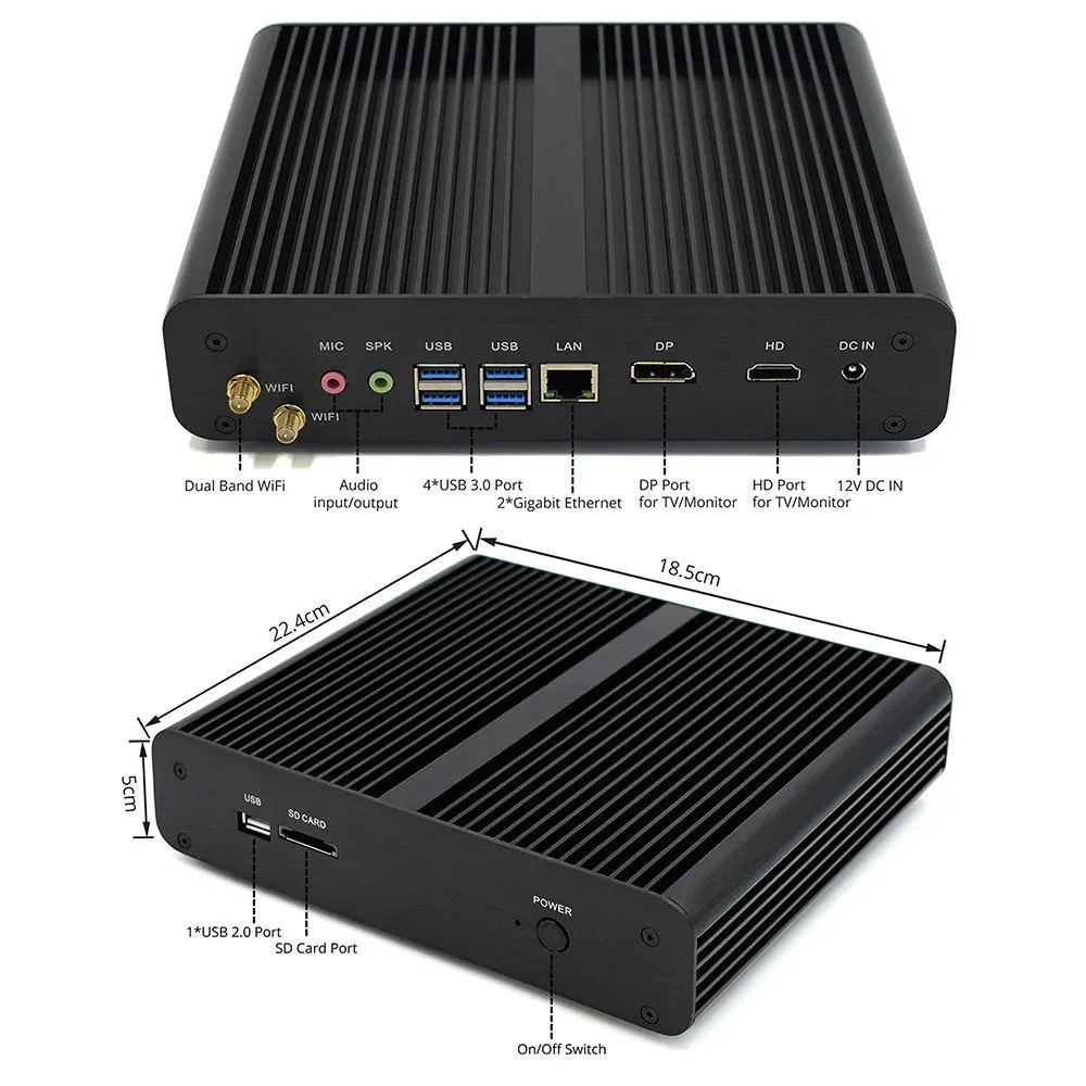 Free Shipping High Proformance Win 10 I7 8550u Fanless Mini Pc I7 Micro