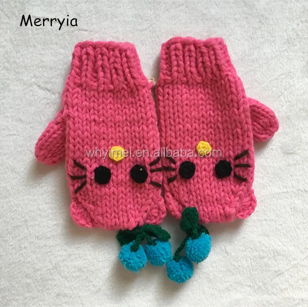 Merryia Handmade Crochet Funny Glove Mitten Baby Mitten with String