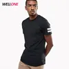 China factory design your own high quality 180g pima cotton longline curved hem black men tee shirt