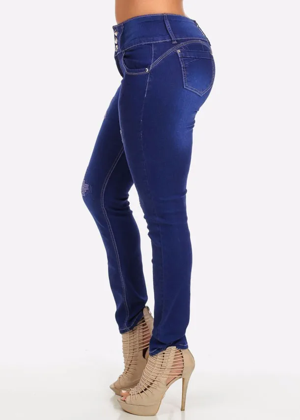 Royal Wolf Denim Jeans Manufacturer Royal Blue Ripped Sew High Waisted ...