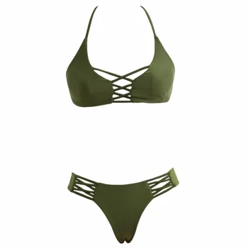 army green two piece bathing suit