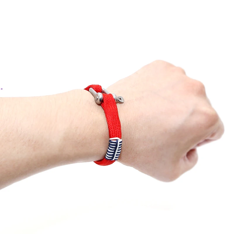 

More Colors Navy Style Sports Camping Parachute cord Survival Bracelet Men Stainless Steel Shackle Buckle Paracord Men Bracelet, Any other colors you want