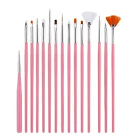 

15Pcs Nail Art Brush Set White Handle Nycon Hair Nail Painting Brush Multipurpose Nail Brush Flat