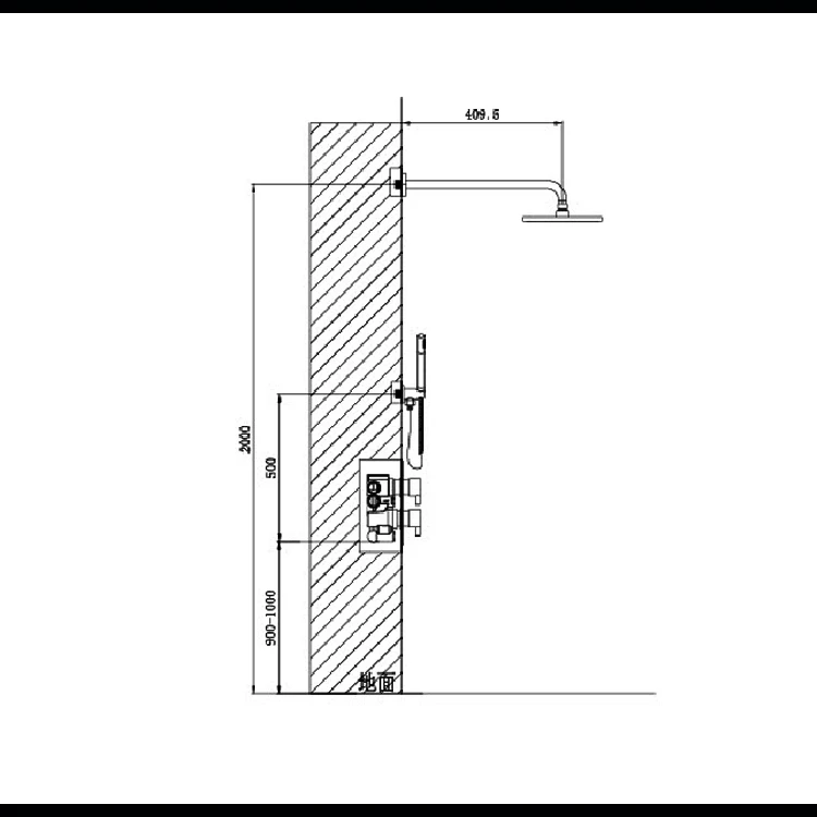 WRAS+TMV2 Concealed system Thermostatic dual valve,bracket with handset,shower arm,8"showerhead SET