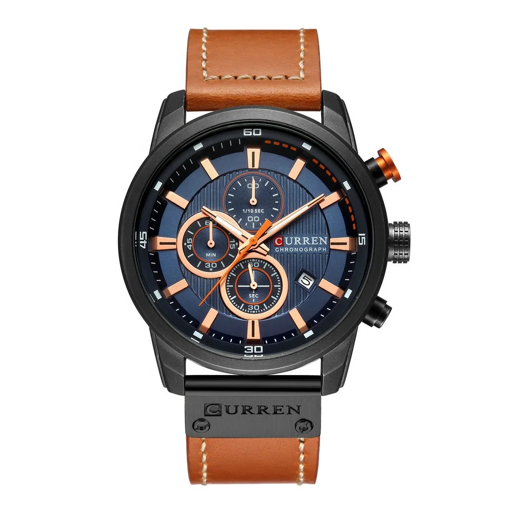 8291 Top Brand Curren Men Quartz Watch Multifunction Calendar Casual Wristwatch Leather Military Clocks relojes