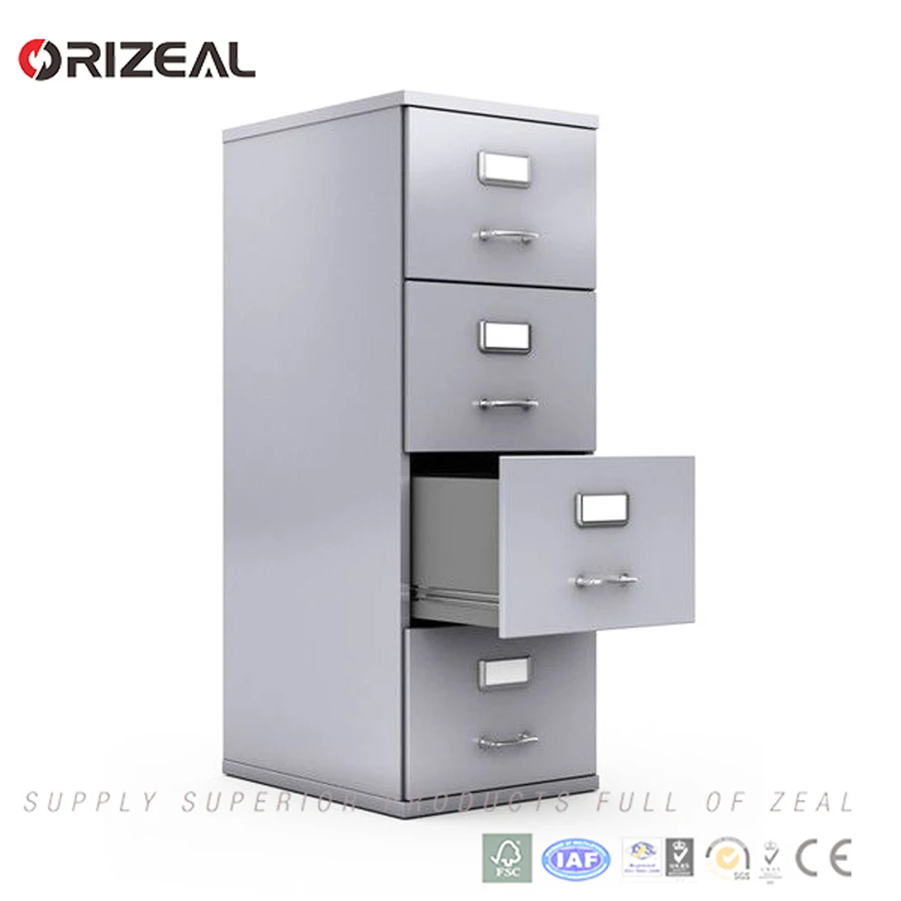 4 Drawers 4 Tiers Filing Cabinet Metal Steel Chest Office Storage