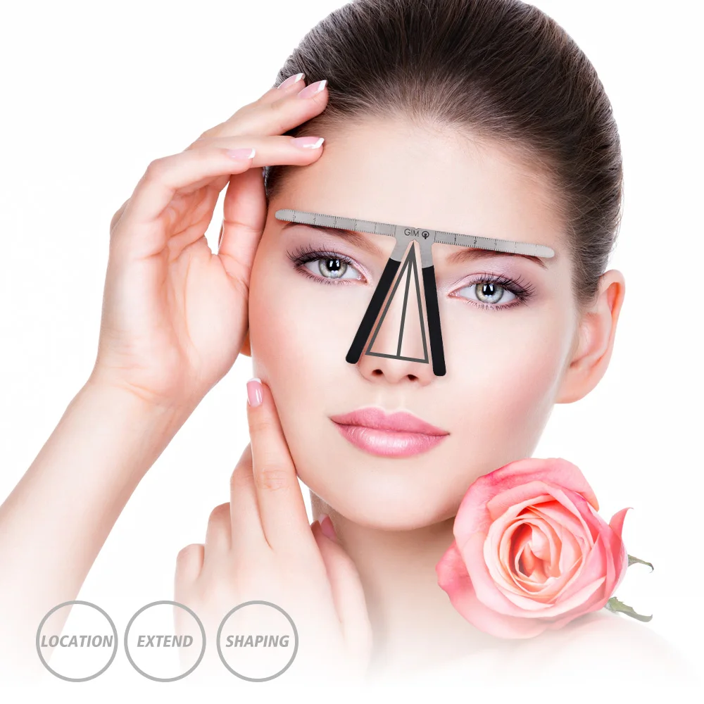 

Permanent Makeup Tattoo Eyebrow Eyeliner Template Ruler Measure Tool 3D Metal Eyebrow Balance Ruler Shaping Stencil Makeup Tools
