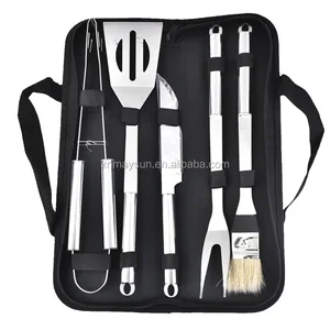 Image of bbq tool sets Spatula Tongs Fork 5Pcs Barbecue Tools