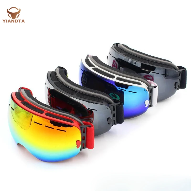 

Outdoor Sports Rimless Spherical Anti-fog Ski Glasses, Gray;red;blue;black