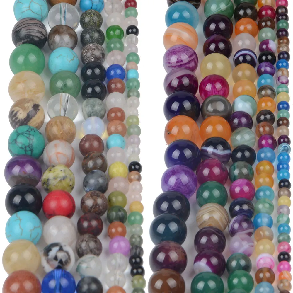 
Wholesale Round Mixture Agate Stone Beads for Bracelet Jewelry Making 