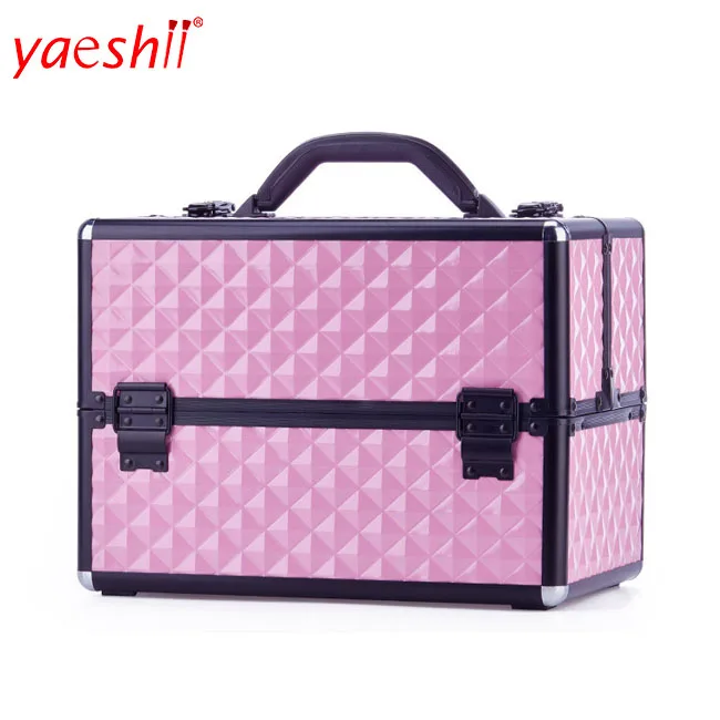 

Yaeshii professional beauty hard waterproof hand mini box makeup vanity case aluminum with Custom Logo, Hot/pink