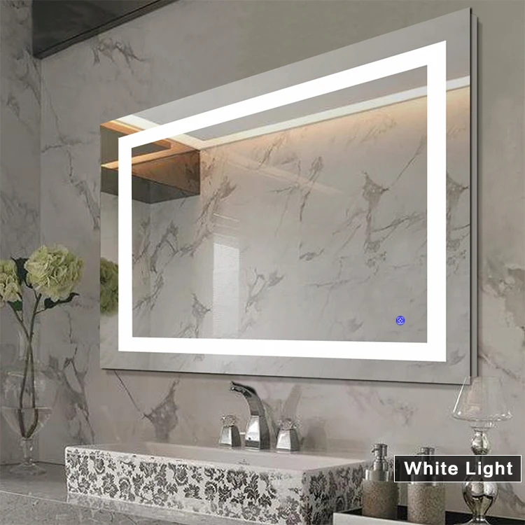 Dimmable original backlit mirror rectangle shape wall mounted makeup lighted mirror CTL109