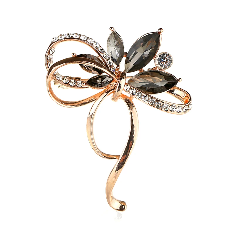 

Valentire's Day Pink large Rose Flower Leaf Rhinestones Brooch