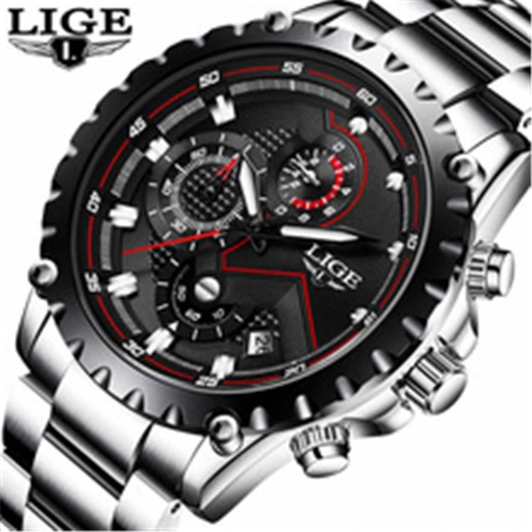 

LIGE 9821 Fashion Sport Quartz Clock Mens Watches Top Brand Luxury Full Steel Business Waterproof Watch Relogio Masculino, N/a