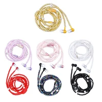 

hot sale pearls necklace in ear earbuds kids neckband earphones with microphone