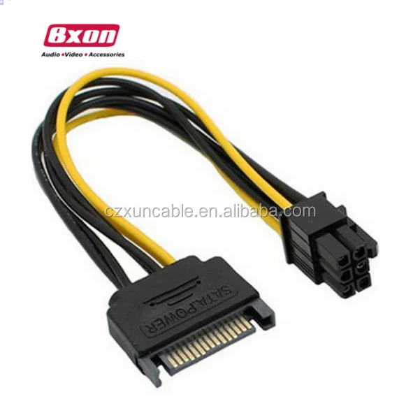 

SATA 15 Pin Male to 6 Pin PCI-Express PCI-E Card Power Supply Adapter Cable