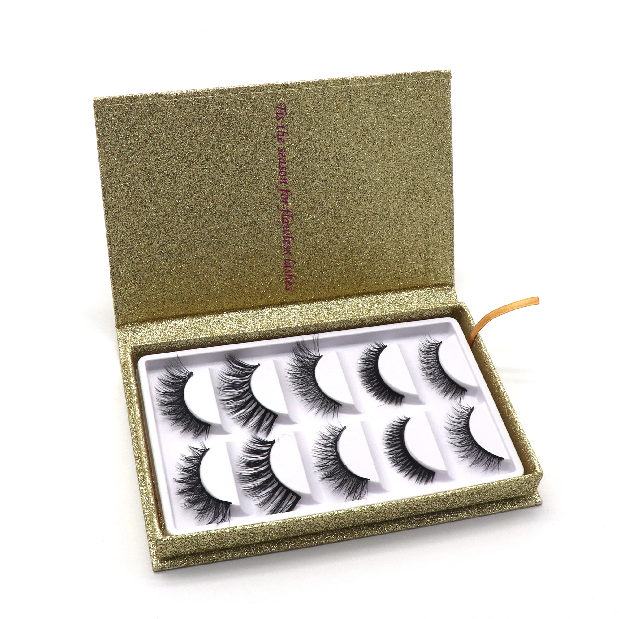 

3D affect korean fiber material for blink false eyelashes in eye lash trays, Natural black