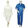 disposable short sleeve non woven unisex custom blue colored medical dental white lab coat