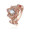 Jenia Stem Flower Design Rose Gold Plated Cubic Zirconia Indian Exotic Antique Engagement Rings