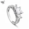 3 Stone Prong Setting 925 Sterling Silver CZ Zircon Ring For Women Ladies Girls