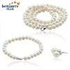 925 Sterling Silver Natural Freshwater Pearl Bridal Jewelry Set necklace earrings and ring set