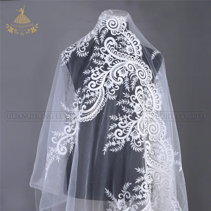 

FL-04 Bridal wedding dress white sequins cording embroidery lace fabric
