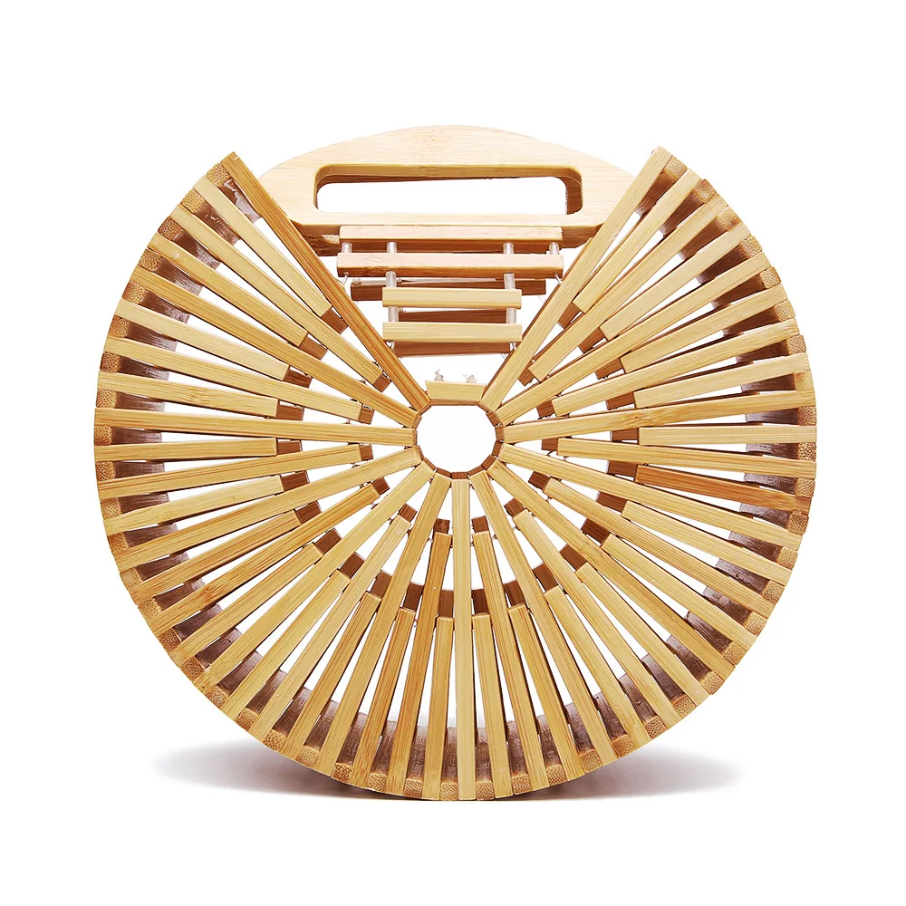 

New arrival bamboo purse straw travel tote bag for women
