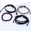 New cowhide genuine leather Bracelet men Set bracelet Linen wood braided adjustable for 1241333