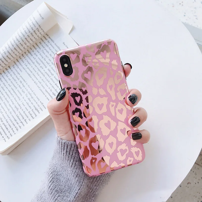 

Luxury Leopard Print Laser Phone Cases For iphone XR XS Max Case For iphone X 8 7 6S 6 plus Back Cover Fashion Glossy Soft Capa