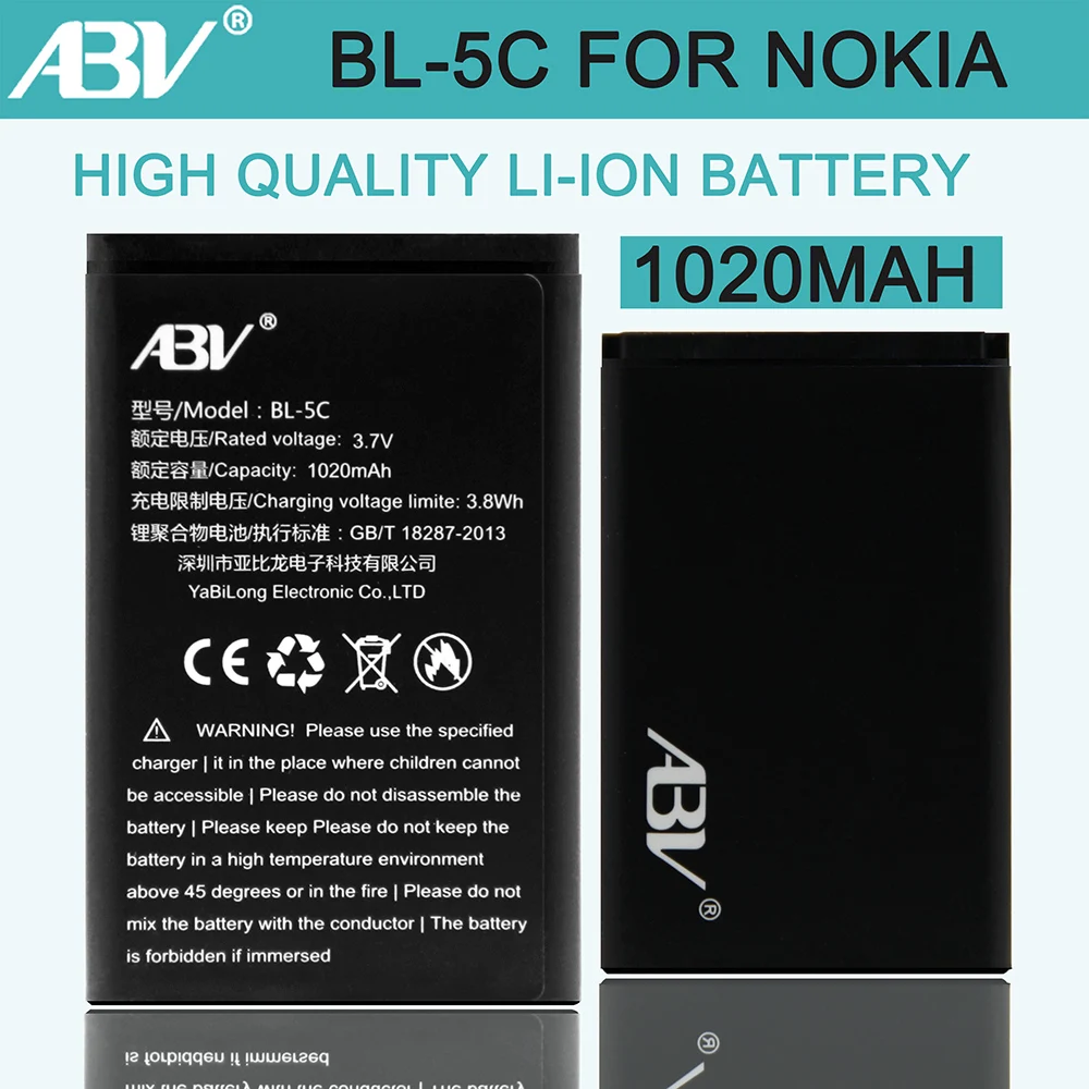 BL5C ABV bateria BL-5C Battery for Nokia 1000/1010/1100/1108/1110/1111/1112/1116/2730 BL-5CA BL-5CB battery BL-5C