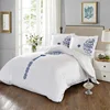 White Embroidery Hotel Bedding setcomforter Egypt Cotton Luxury Bed set Flat sheet