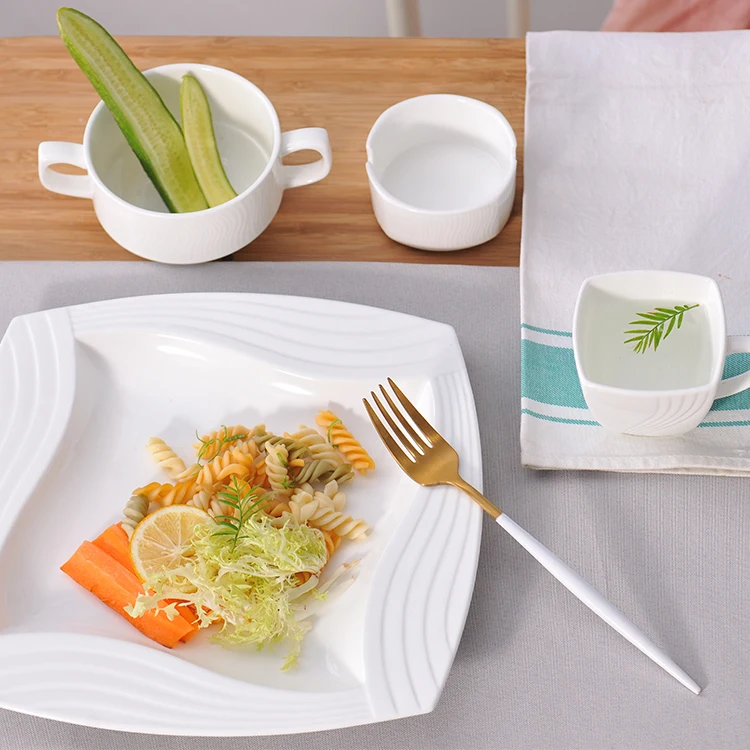 factory wholesale bone china dinner plates rectangular ceramic square plates
