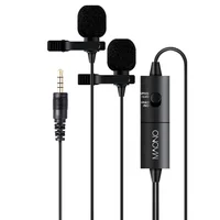 

Professional dual heads electret condenser Interview lavalier microphone