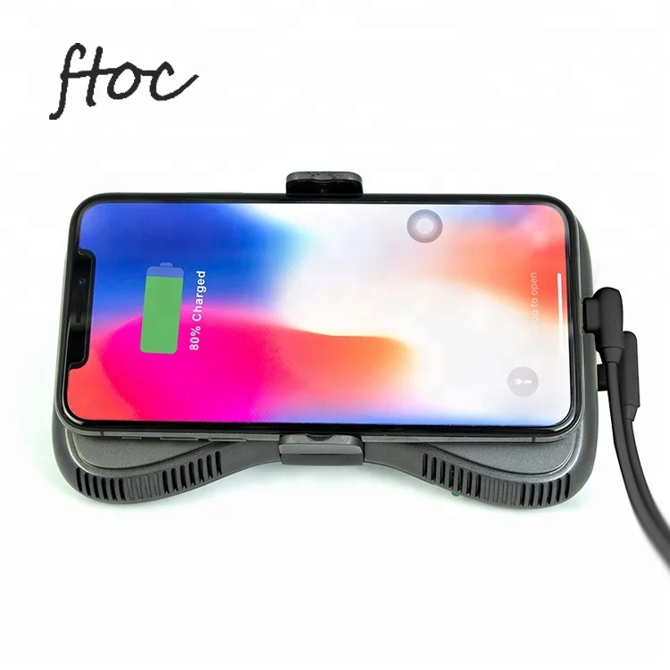 

New Model Mobile Phone Wireless Charging Power Bank Portable Cooling Gamepad Controller With Dual Cooling Fans, Black