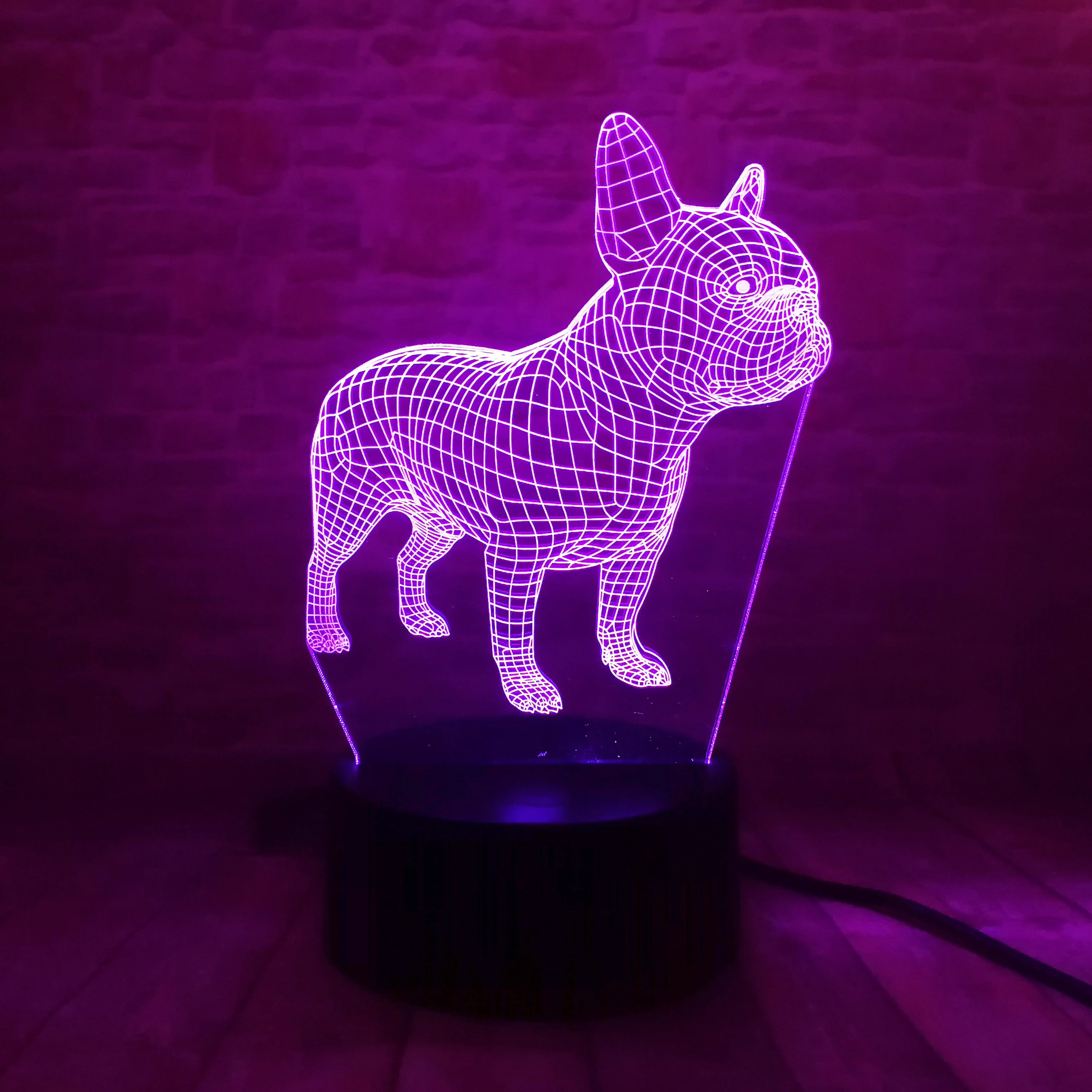 

French Bulldog 3D LED Night 7 Colors USB Hologram Lamp Table Desk Light Baby Sleeping Decor Decor Friend Toys Gifts Dropshipping